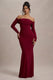 Amaia | Beerenfarbenes Bardot-Maxikleid mit langen Ärmeln
