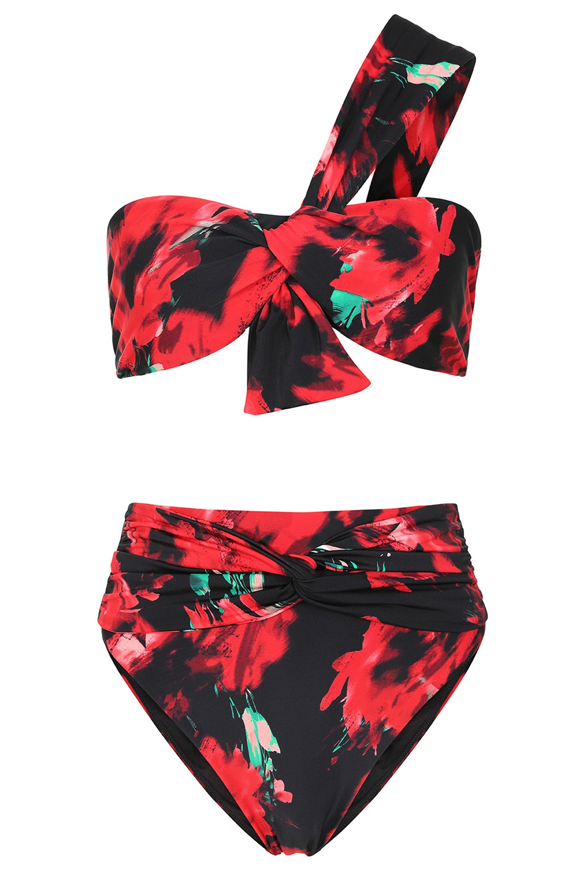 High Tide | Mehrfarbige High-Waist-Bikinihose mit Twist-Front