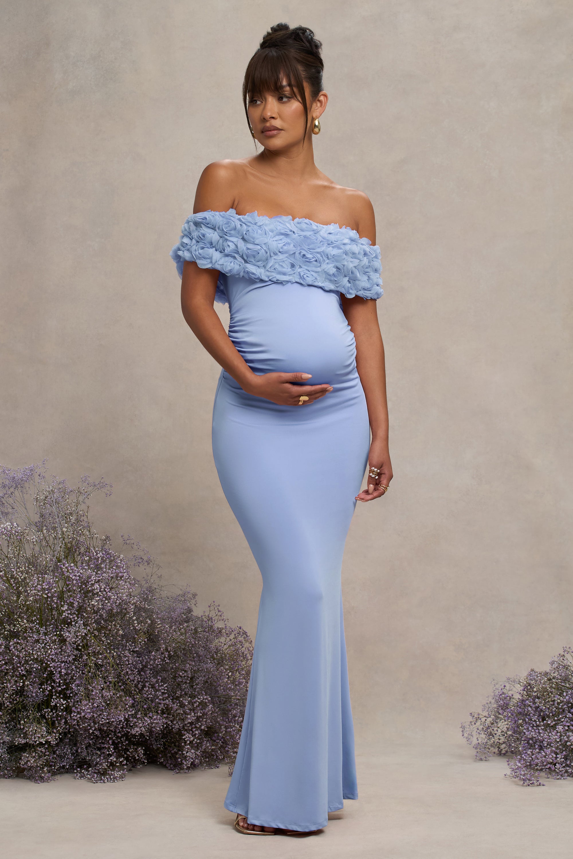 HR_CL129851312 - Inflorescence | Powder Blue Mesh Floral Bardot Maternity Maxi Dress2.jpg