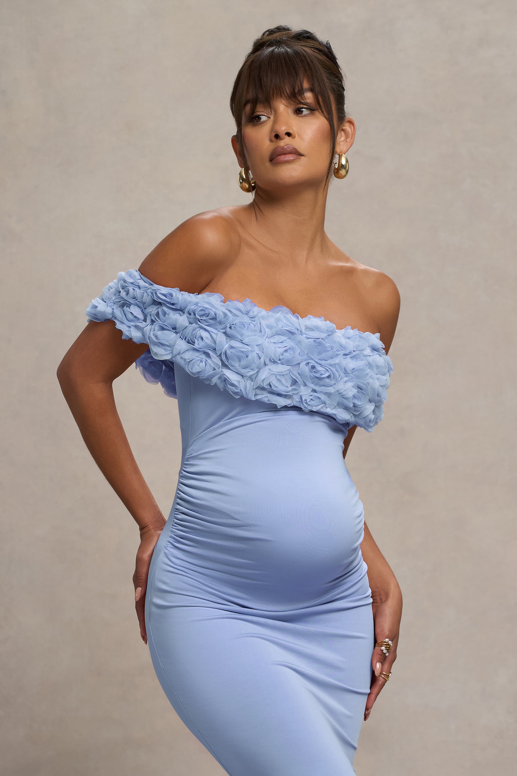 HR_CL129851312 - Inflorescence | Powder Blue Mesh Floral Bardot Maternity Maxi Dress5.jpg