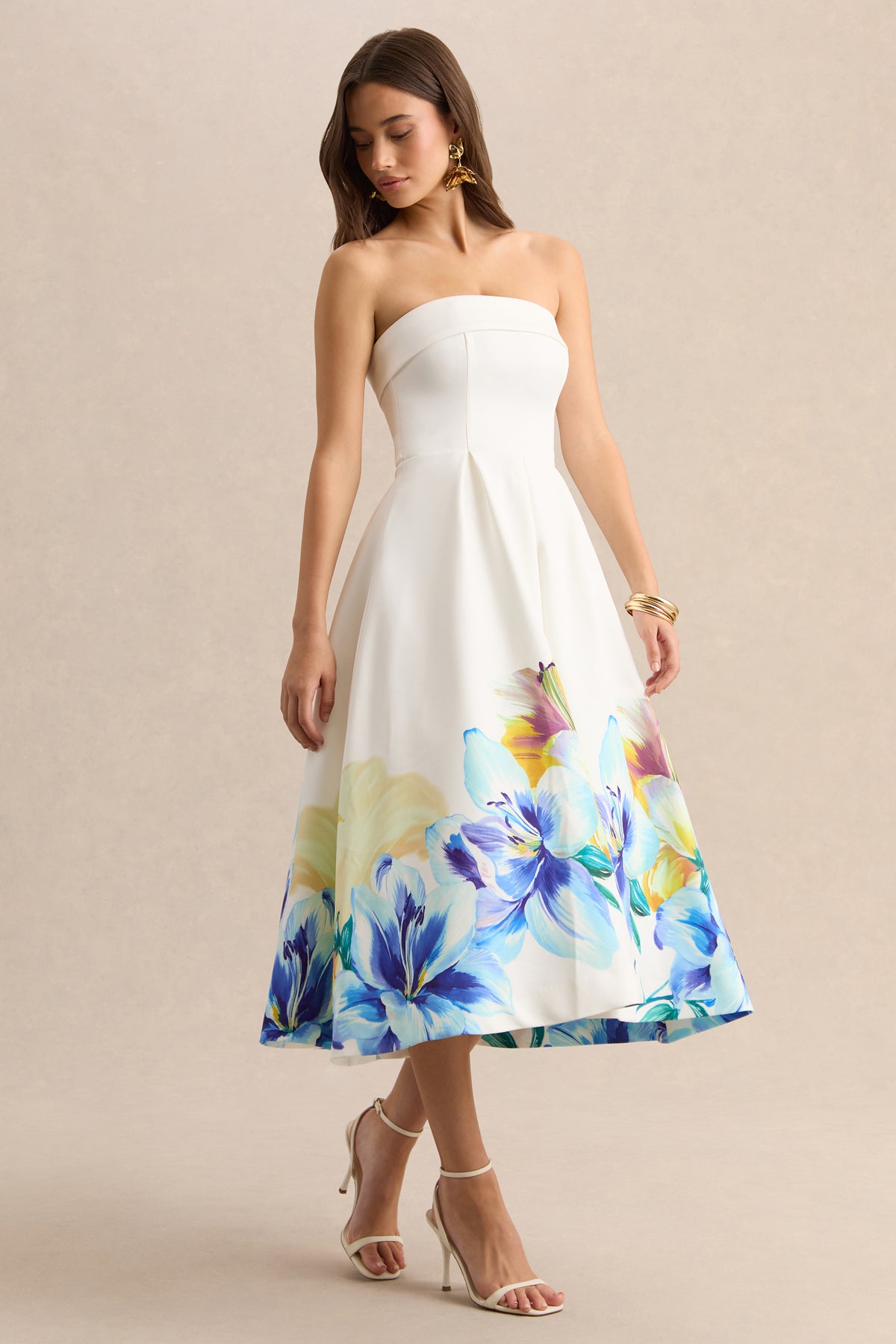 ECMH-HR-CL133341264 - Annalise - Blue And Yellow Floral Border Print Bandeau Skater Midi Dress 06.jpg