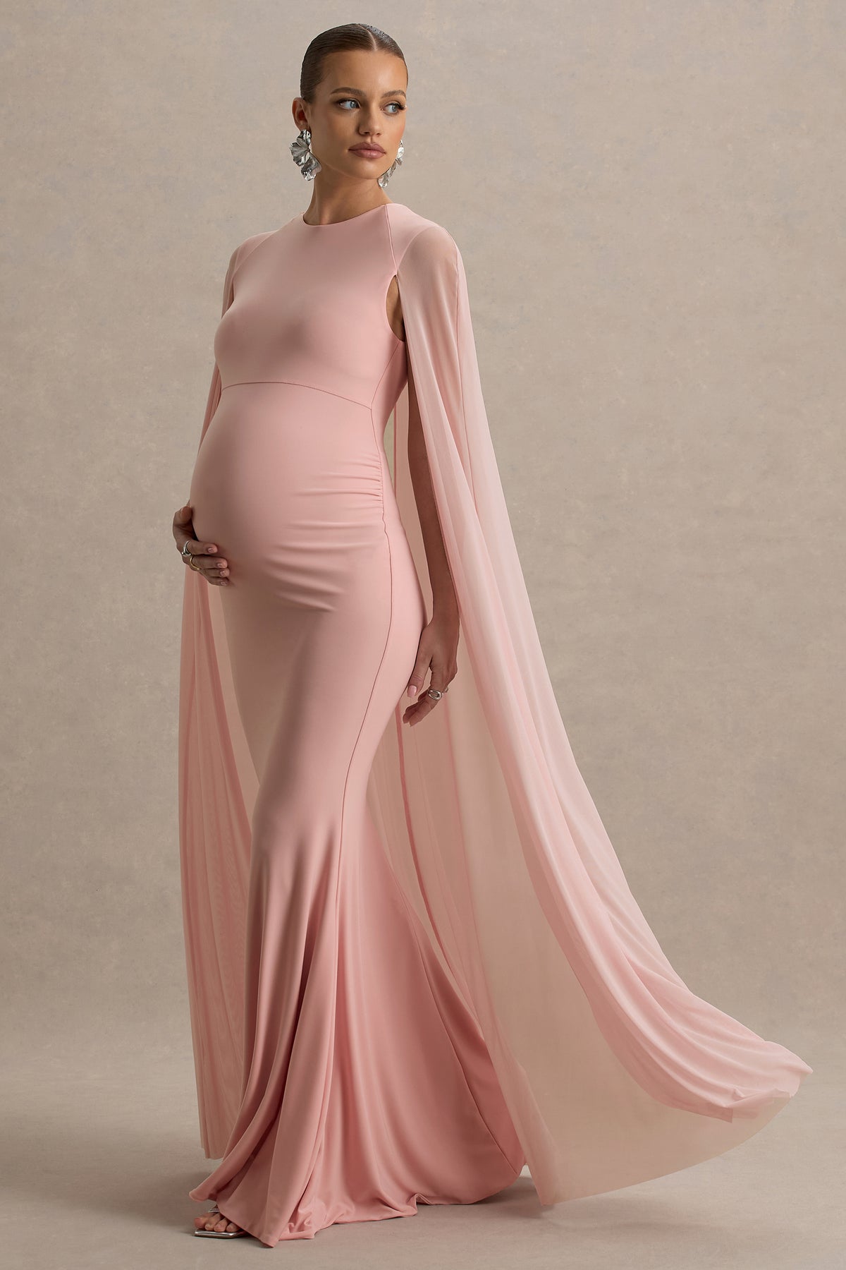 HR_CL136302301 - Currant - Pink High-Neck Maxi Dress With Cape 01.jpg