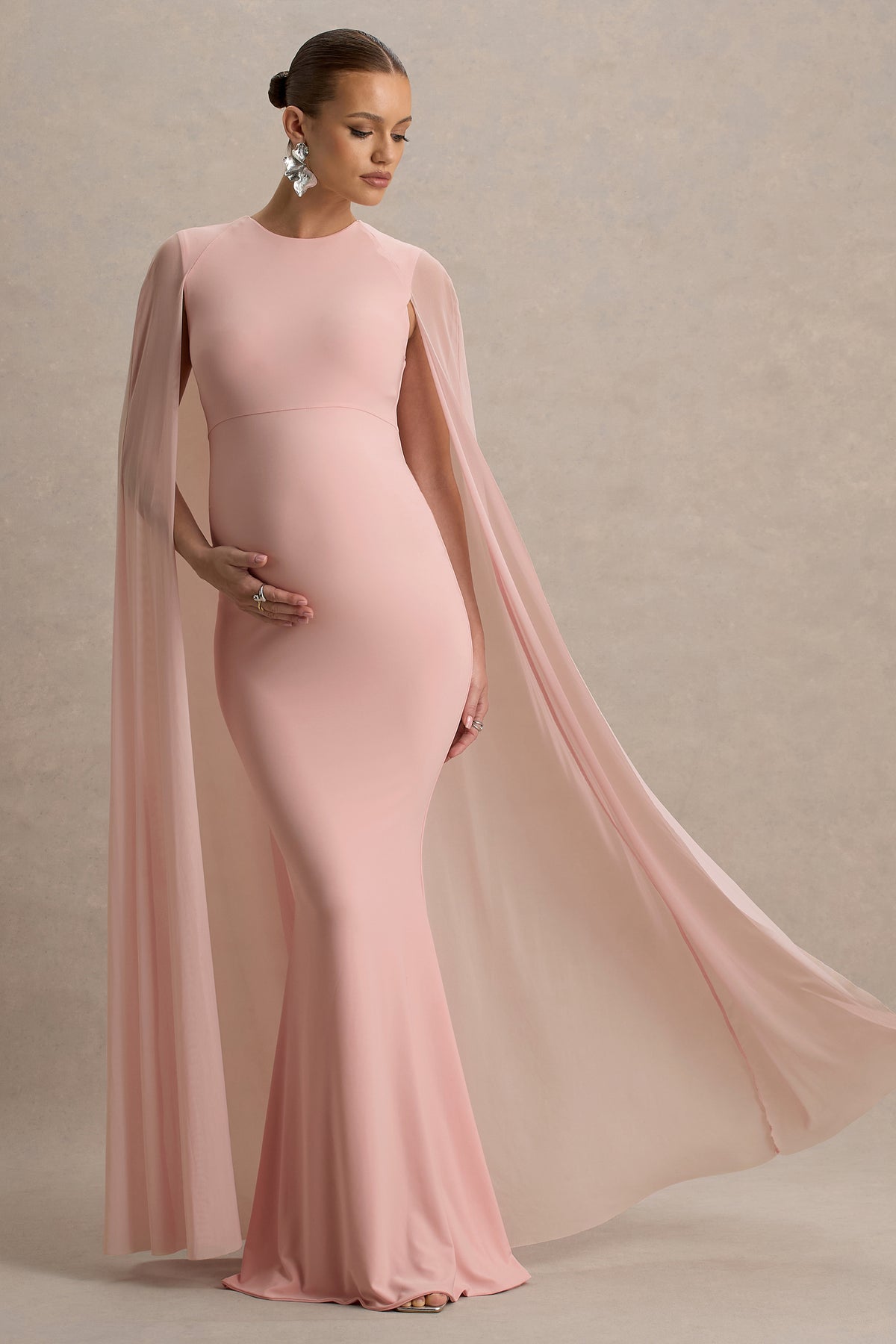 HR_CL136302301 - Currant - Pink High-Neck Maxi Dress With Cape 04.jpg