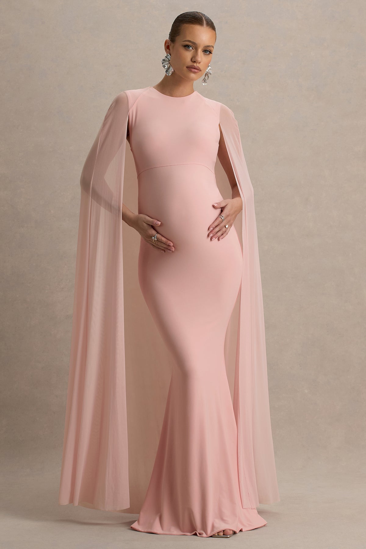 HR_CL136302301 - Currant - Pink High-Neck Maxi Dress With Cape 09.jpg