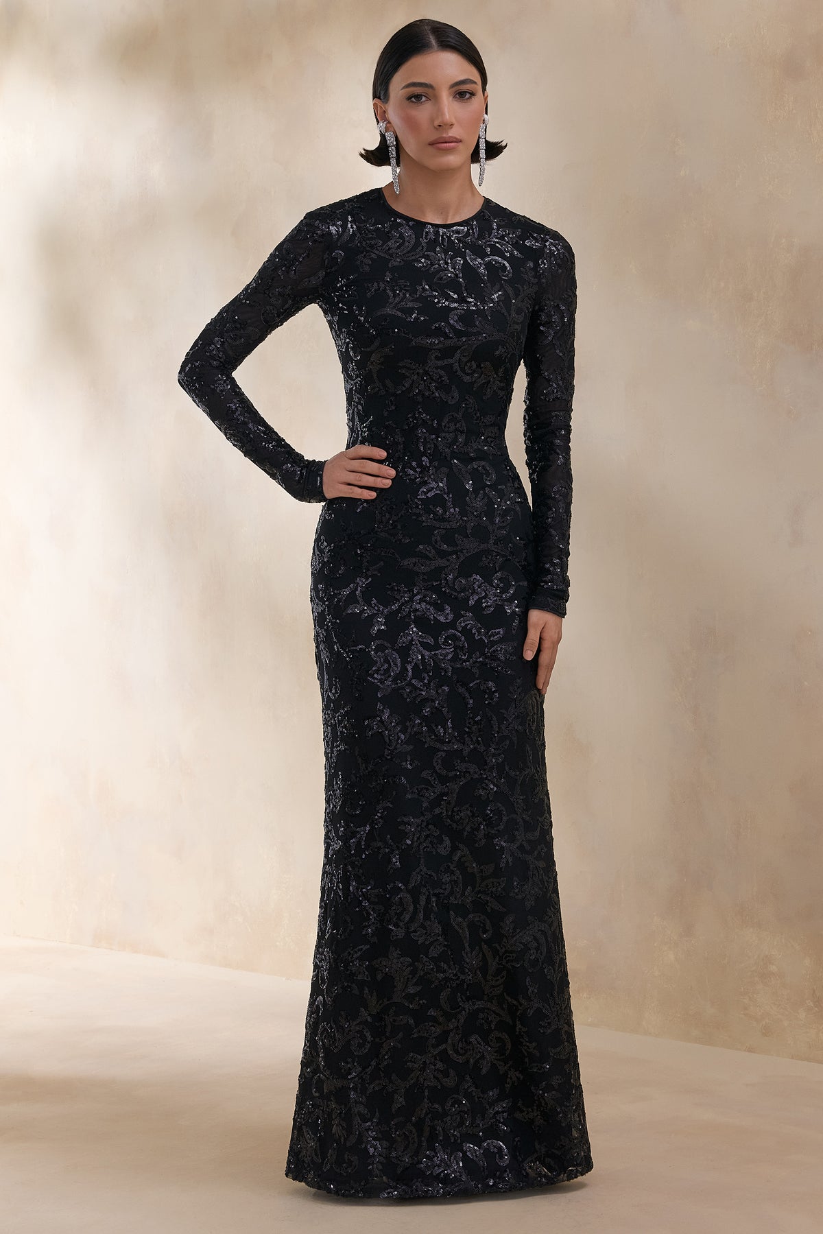ECM_HR_CL136700002 Stellar _ Black Embellished Lace High-Neck Maxi Dress With Long Sleeves 1.jpg
