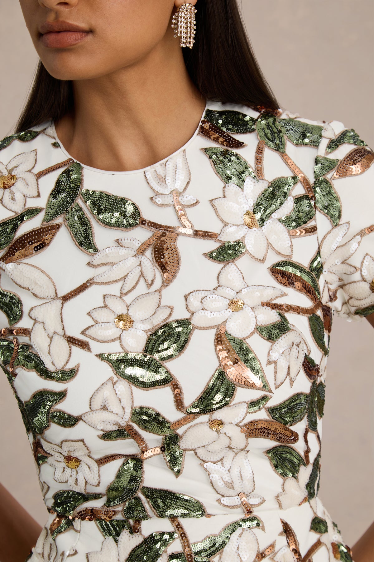 HR_CL136766443 - Ophelia White And Green Sequin Floral And Mesh Mini Dress With Short Sleeves 05.jpg