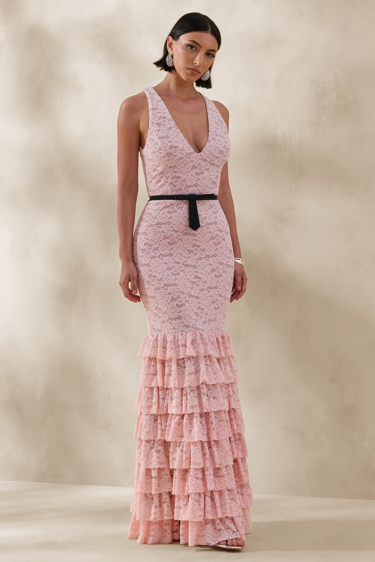ECM_HR_CL137245227 - Isoria _ Pink And Black Lace Halter-Neck Maxi Dress With Bow-Belt Detail 2.jpg