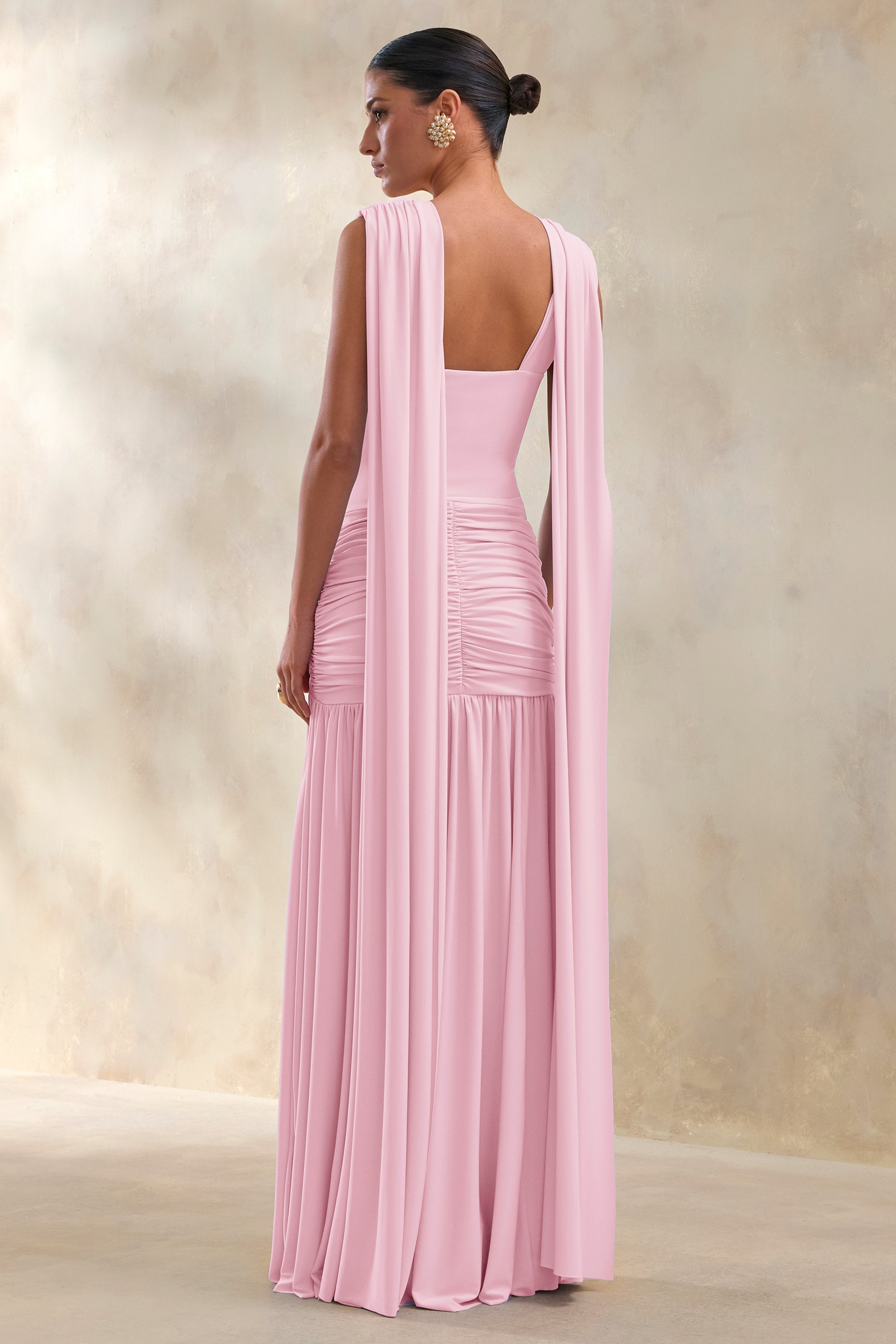 ECM_HR_CL137299081 - Amelisse | Light Pink Plunge-Neck Maxi Dress With Ruched-Detailing_02.jpg