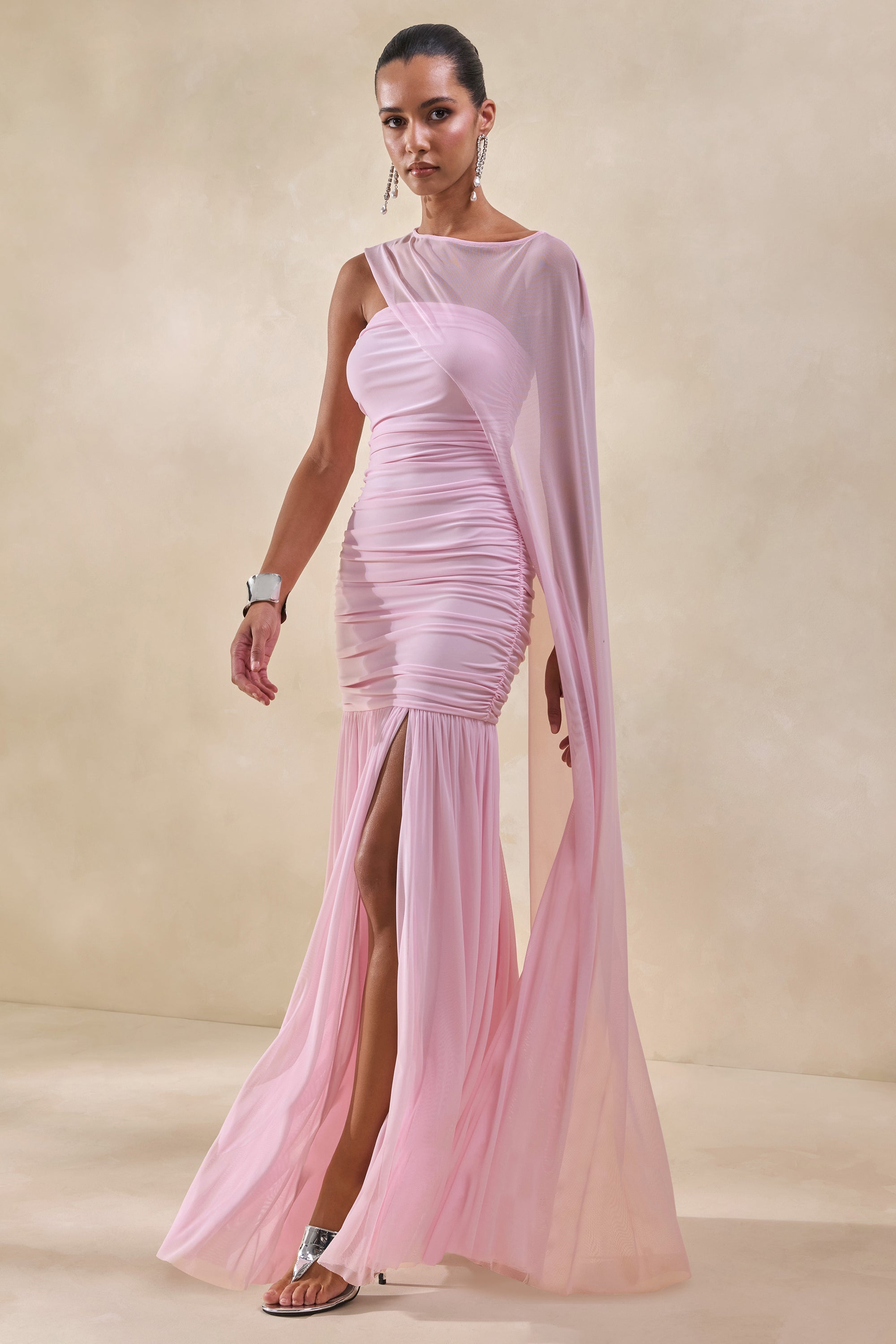 ECM_HR_CL137316084 - Ivanka _ Pink Bandeau Maxi Dress With Cape Sleeve 2.jpg