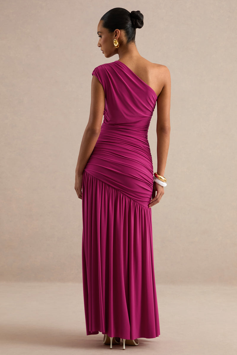ECM_HR_CL137331080 - Alaya _ Hot Pink Asymmetric-Neck Maxi Dress With Drop-Waist 5.jpg