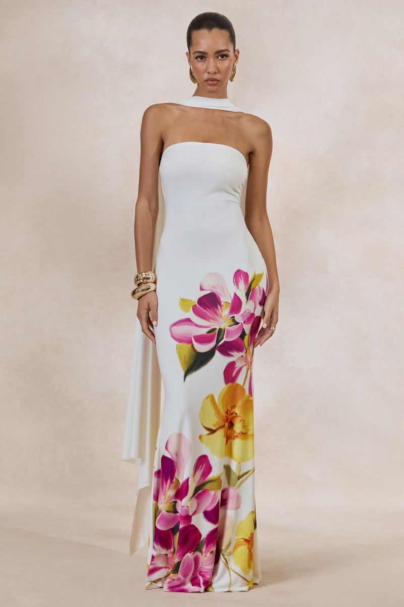ECM_HR_CL137335112 - Brooke _ Hot Pink And Lemon Floral Print Bandeau Neck Maxi Dress With Scarf 0.jpg