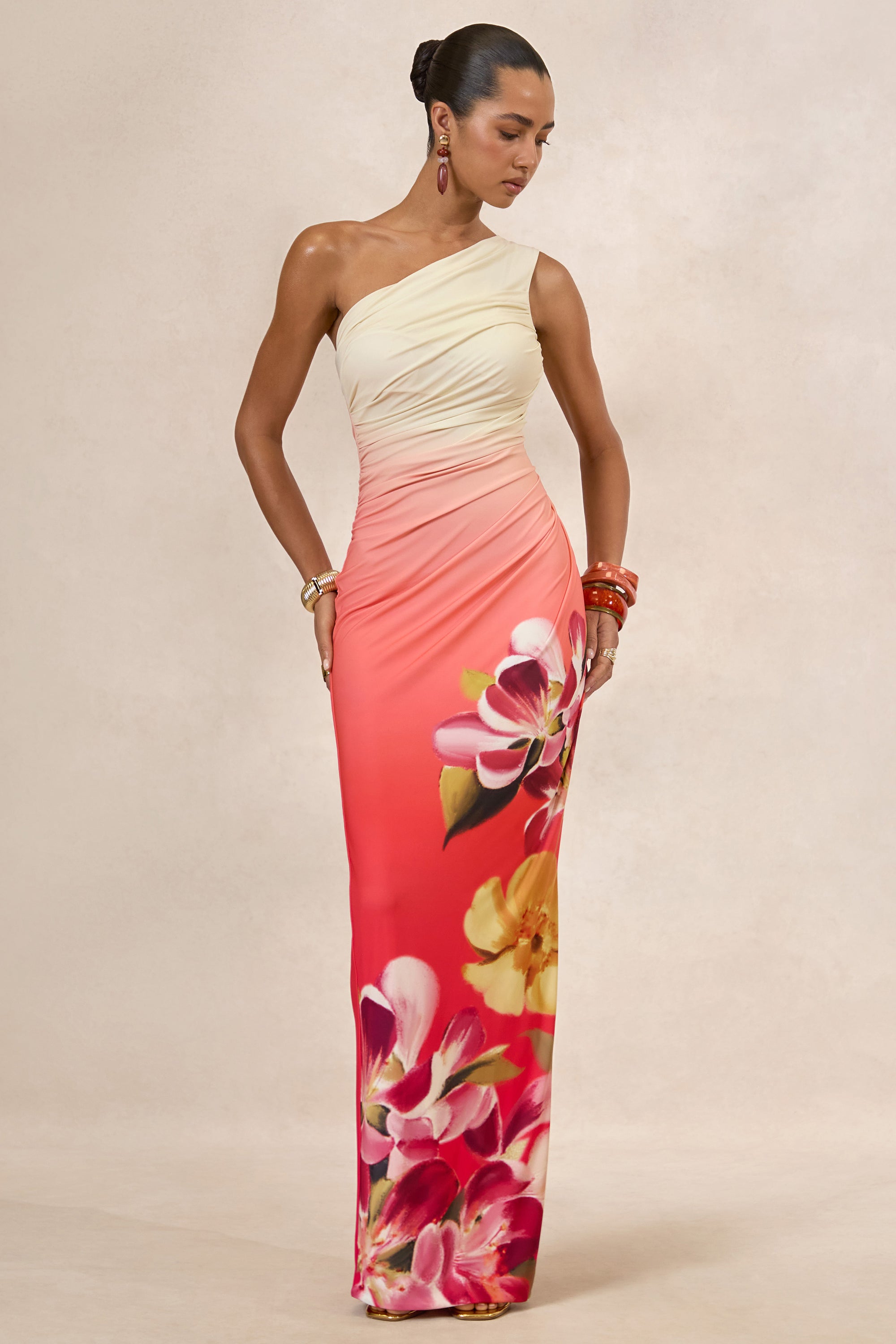 CL137412234 - Hazel _ Orange And Pink Floral Print Asymmetric-Neck Maxi Dress1.jpg