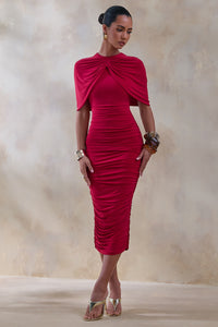 ECM_HR_CL137589100 - Parisia | Red Round-Neck Midi Dress With Cape-Detail 1.jpg