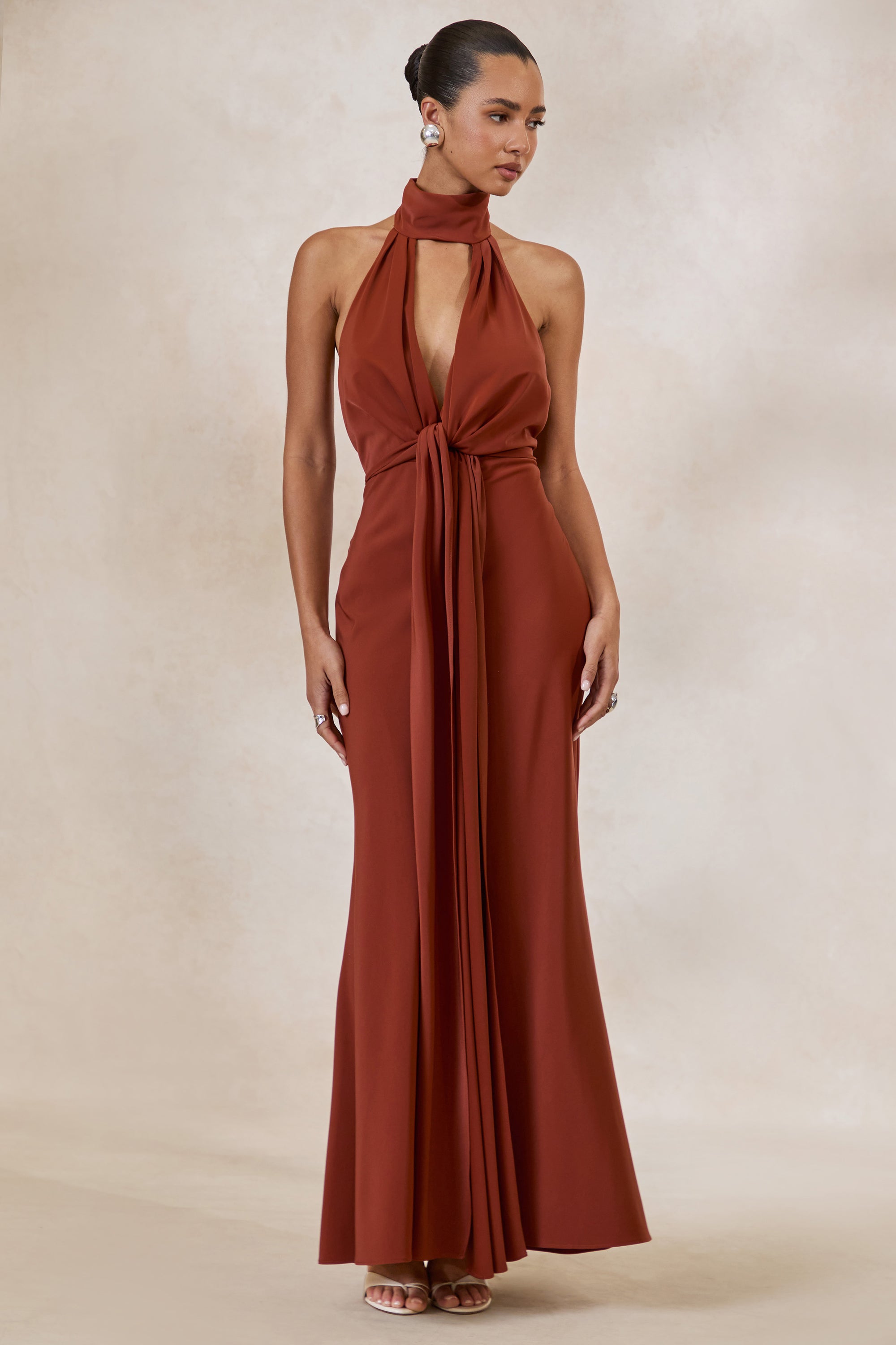ECM_HR_CL137717071 - Canella | Rust Satin Halter-Neck Maxi Dress With Sash-Detail 1.jpg