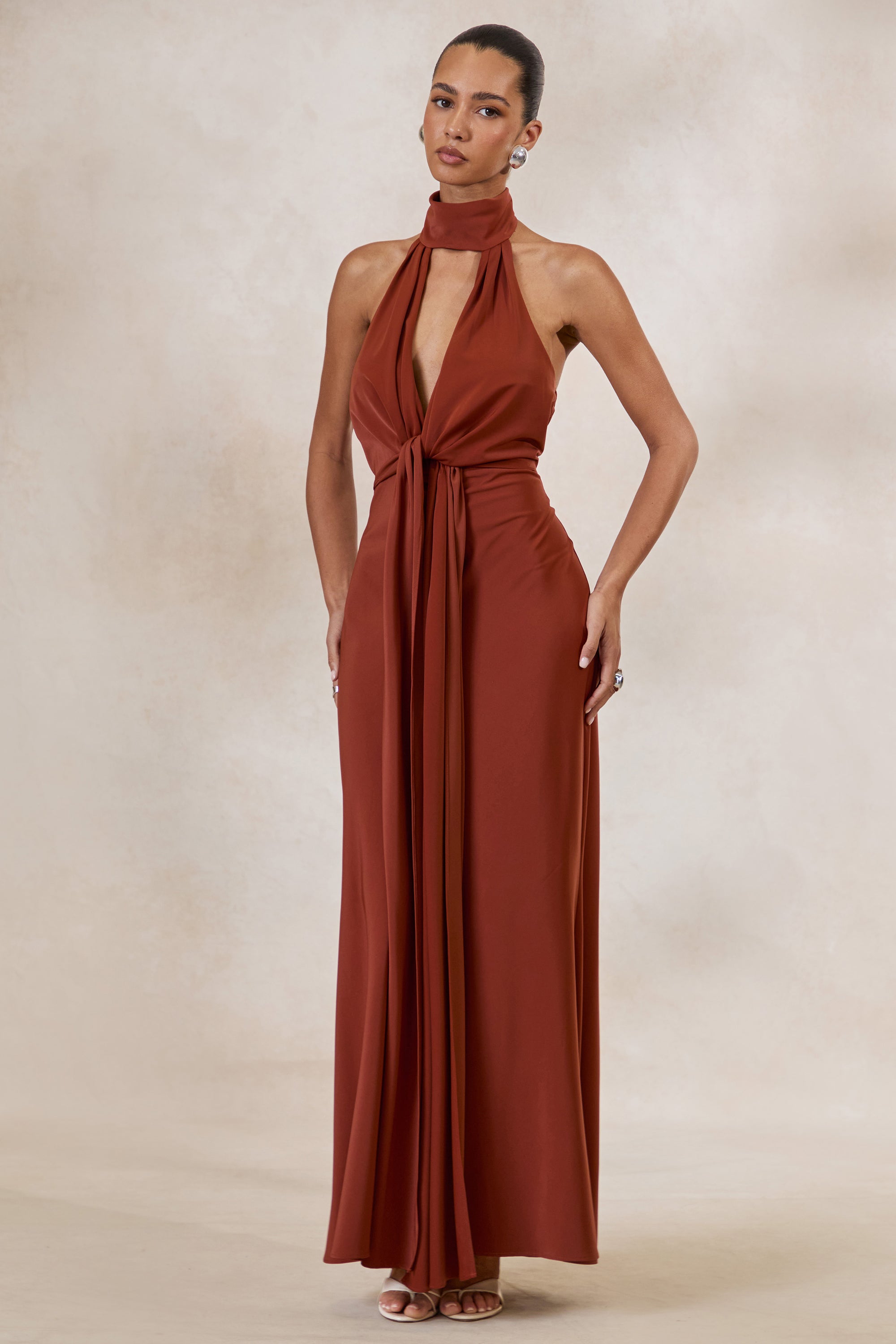 ECM_HR_CL137717071 - Canella | Rust Satin Halter-Neck Maxi Dress With Sash-Detail 2.jpg