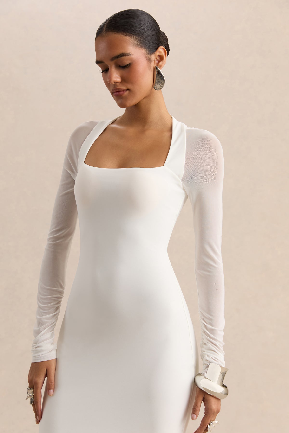 ECM_HR-CL137788110 - Fleurisia - White Square-Neck Maxi Dress With Mesh Long-Sleeves 05.jpg