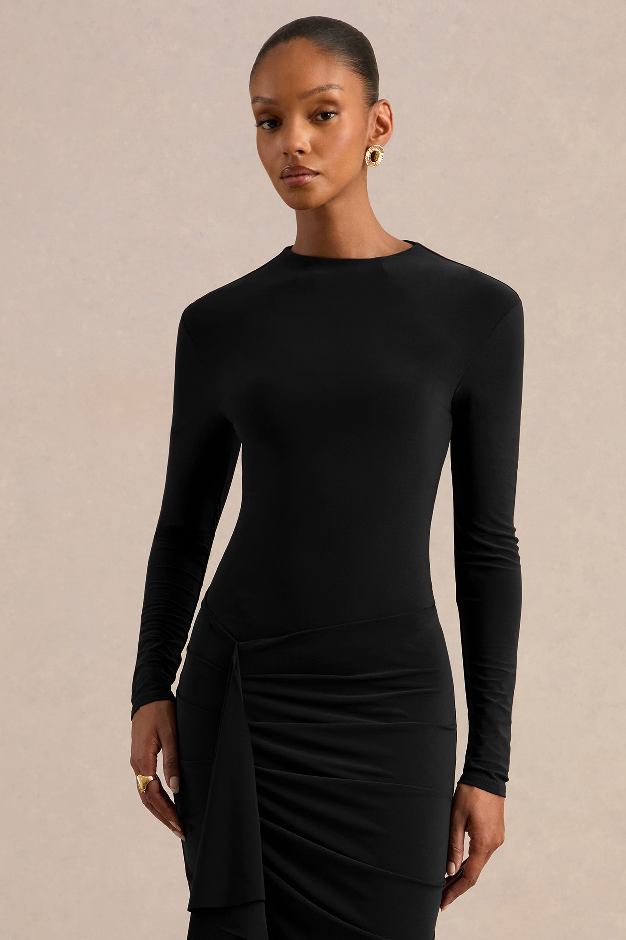 CL137816001 - Lorvia Black High-Neck Bodysuit With Long-Sleeves1.jpg