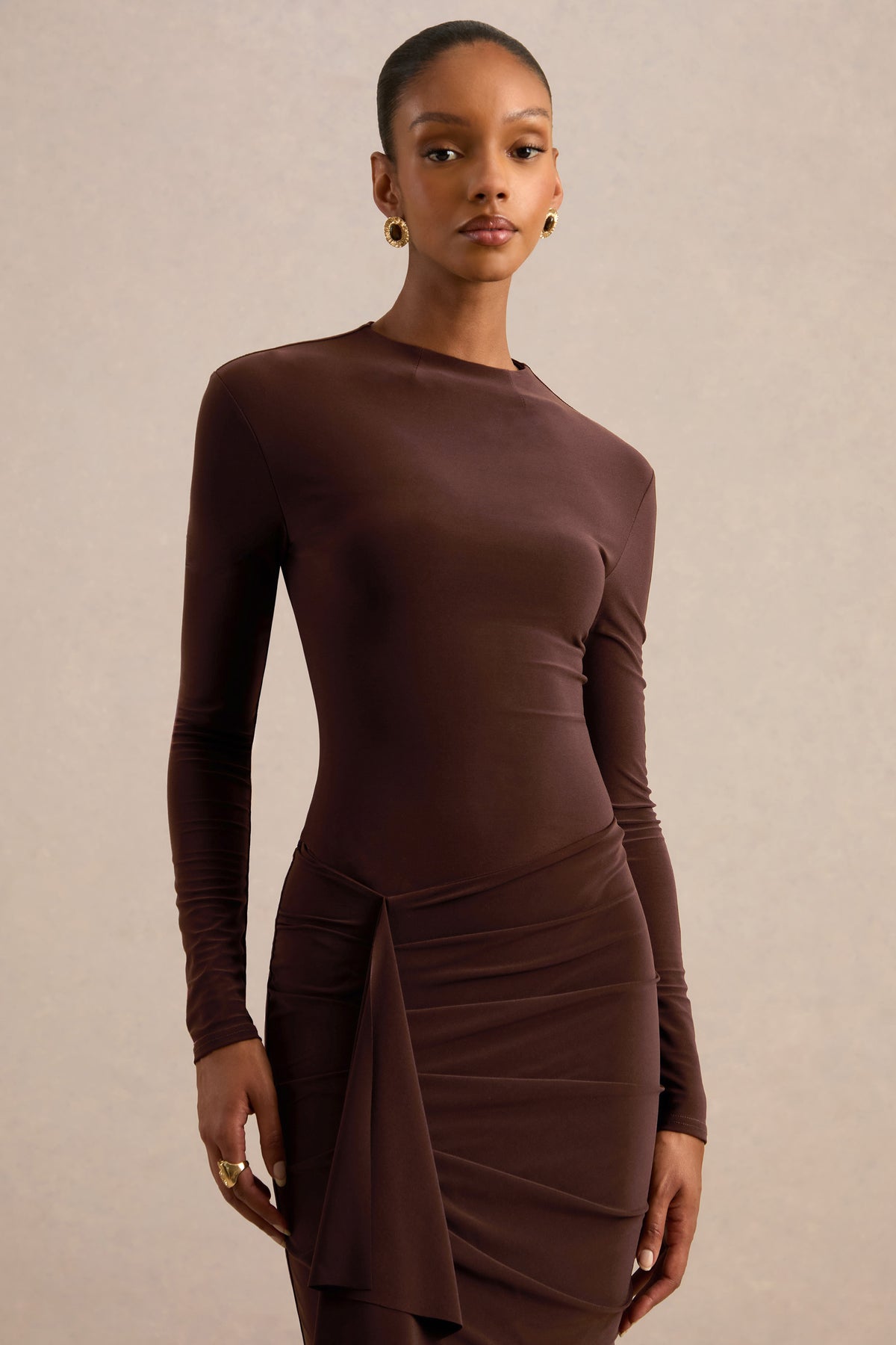 CL137816022 - Lorvia _ Brown High-Neck Bodysuit With Long-Sleeves7.jpg