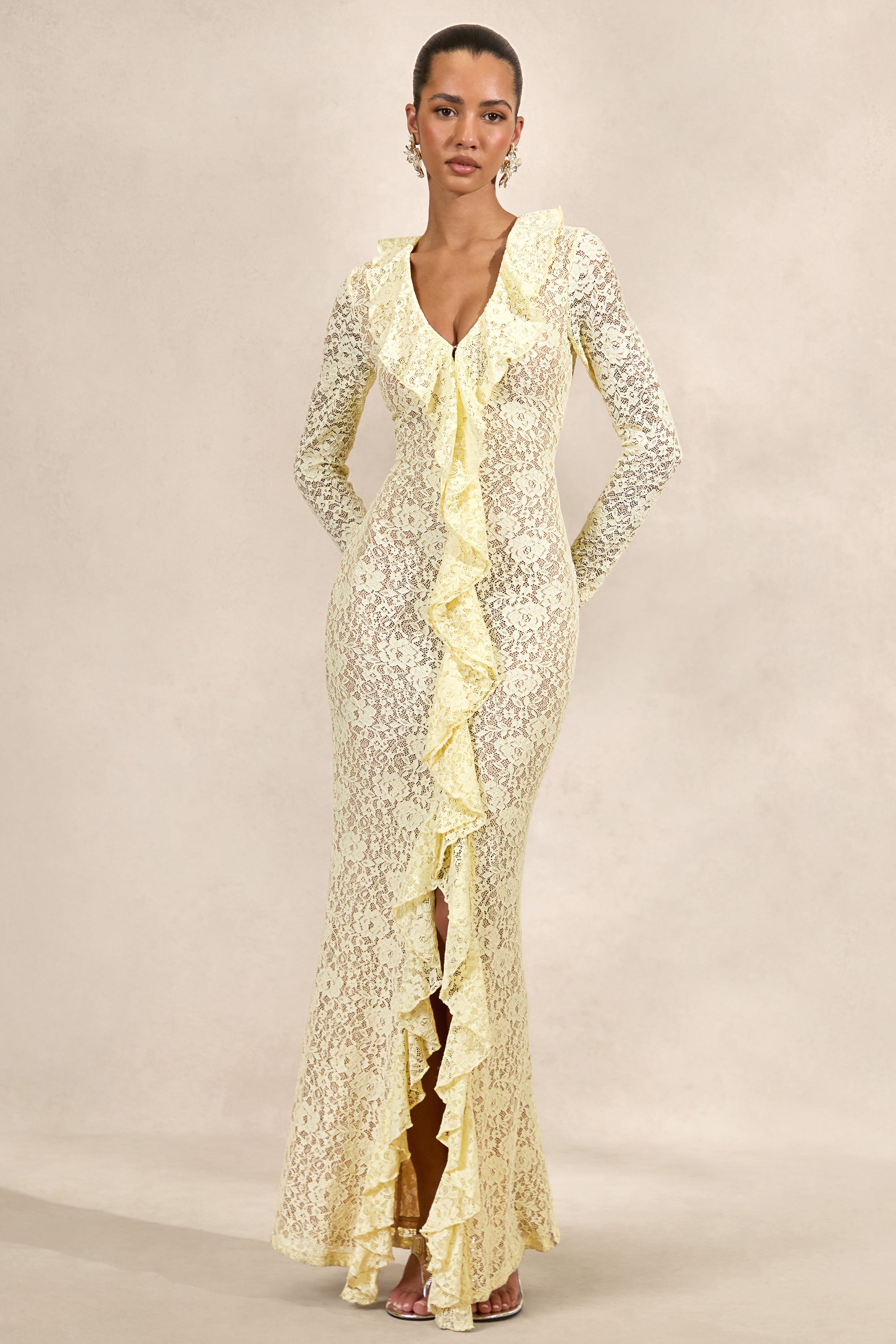 CL137996121 - Exelia _ Lemon Lace Plunge-Neck Maxi Dress With Long-Sleeves1.jpg