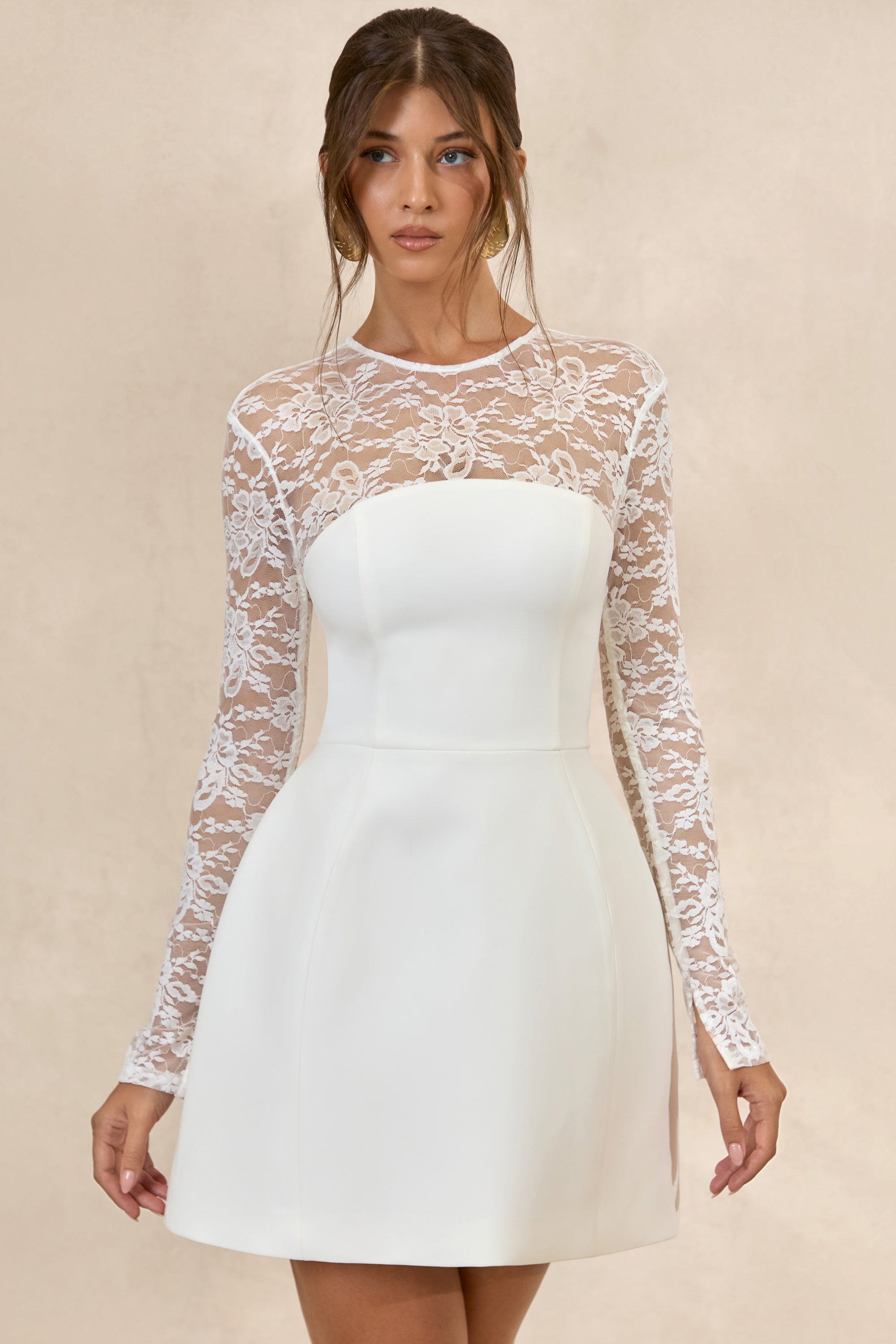CL138041110 - Aerin _ White High-Neck Mini Dress With Long-Lace Sleeves1.jpg
