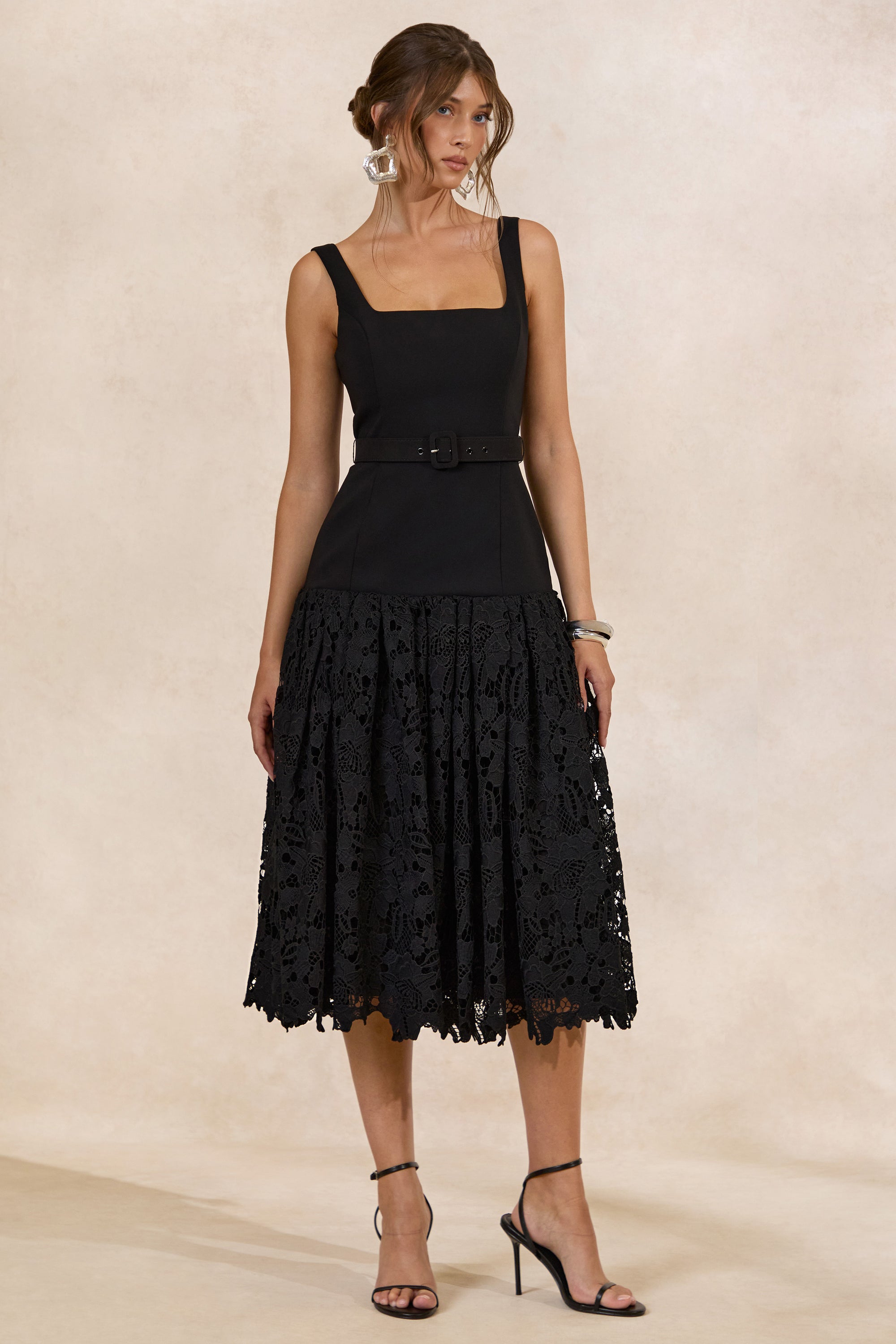 CL138094001 - Norrie _ Black Square-Neck Midi Dress With Voluminous Lace Skirt1.jpg