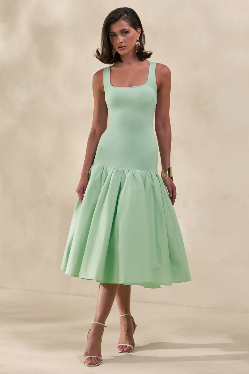 CL13810403206_ECM_HR_CL138104032---Nanette-Mint-Square-Neck-Midi-Dress-With-Voluminous-Skirt0