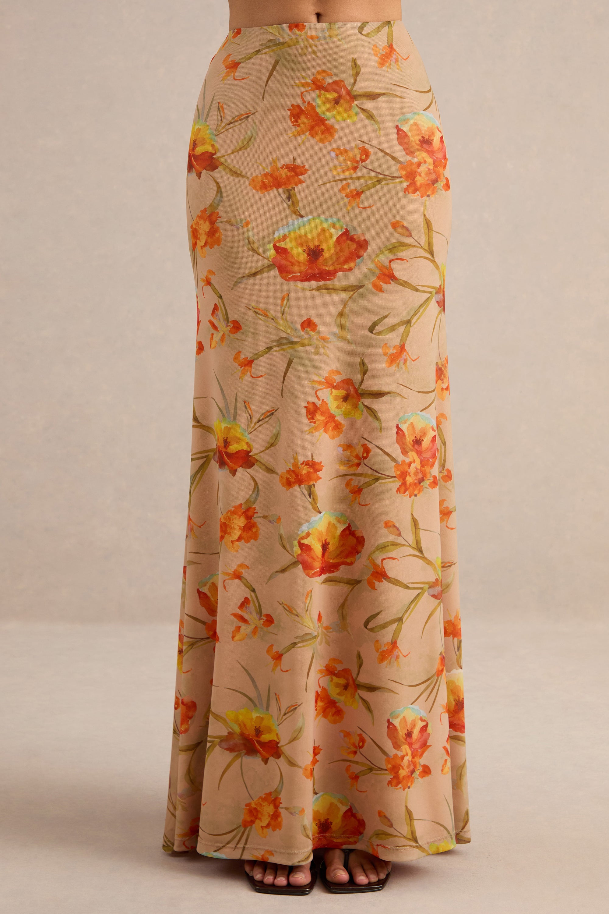 CL138222070 - Flaviah | Orange Floral Print Mesh Maxi Skirt3.jpg