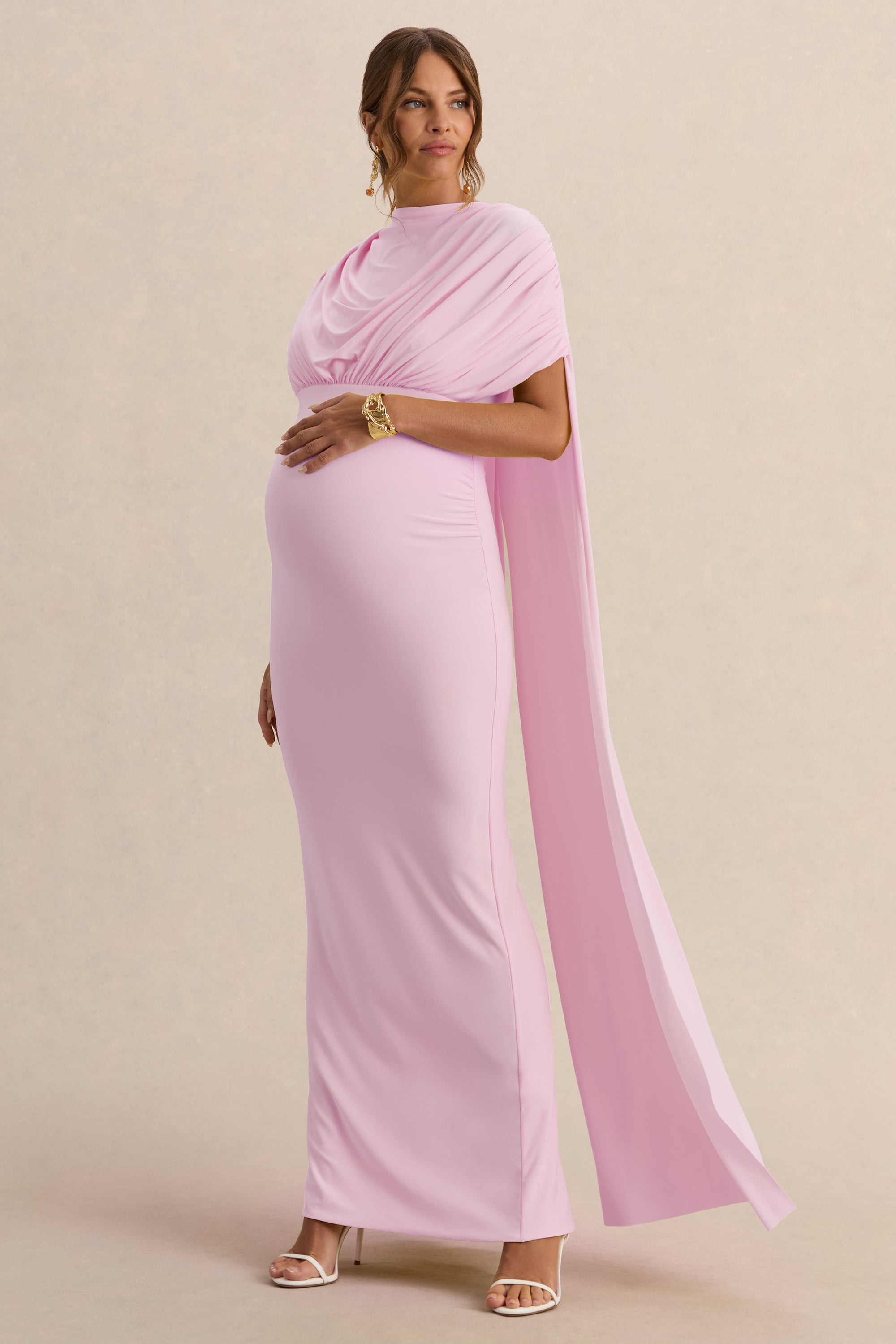 ECM_HR_CL138242081  - Araminta Light Pink Bardot-Neck Maternity Maxi Dress With Cape Sleeves1.jpg