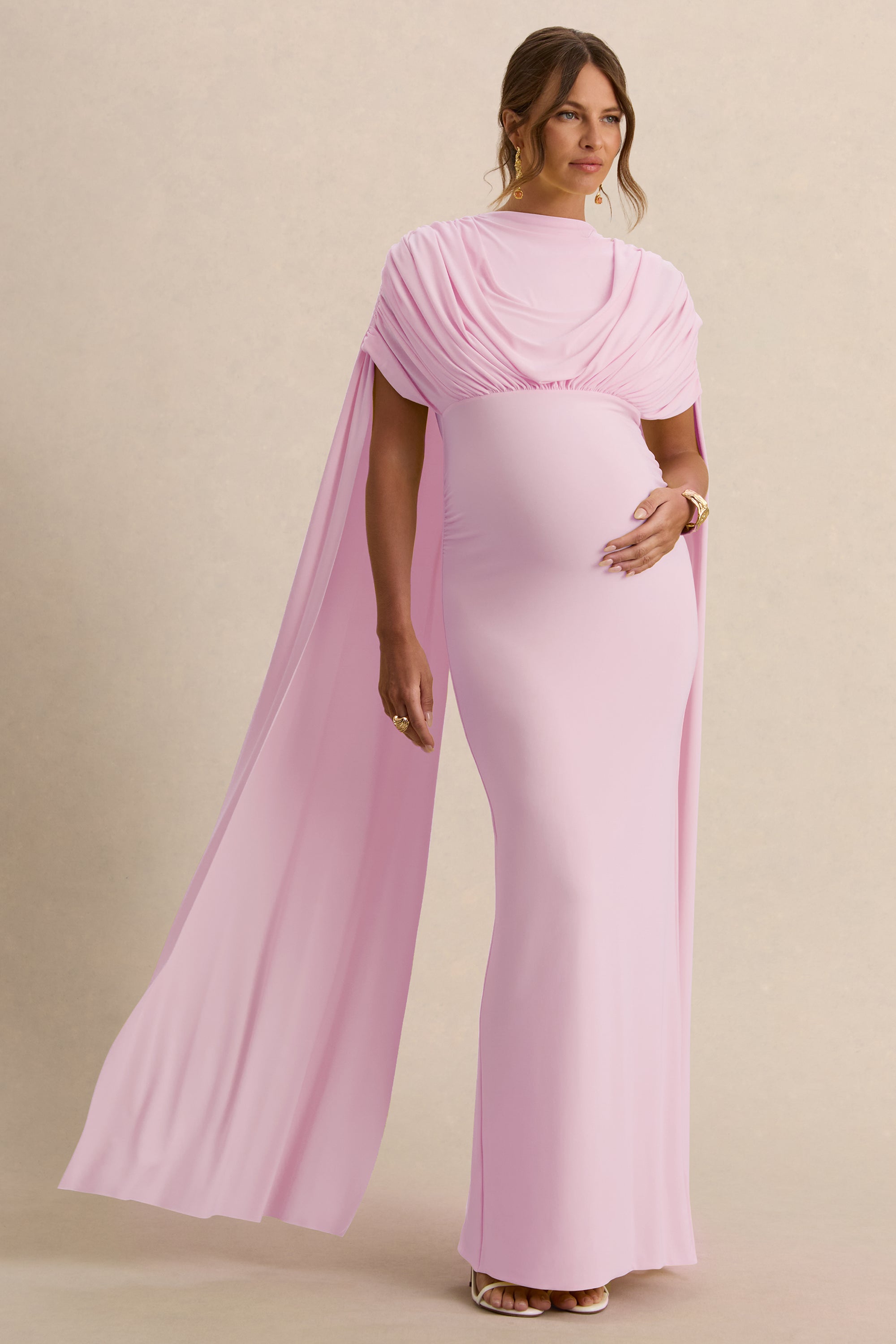 ECM_HR_CL138242081  - Araminta Light Pink Bardot-Neck Maternity Maxi Dress With Cape Sleeves2.jpg