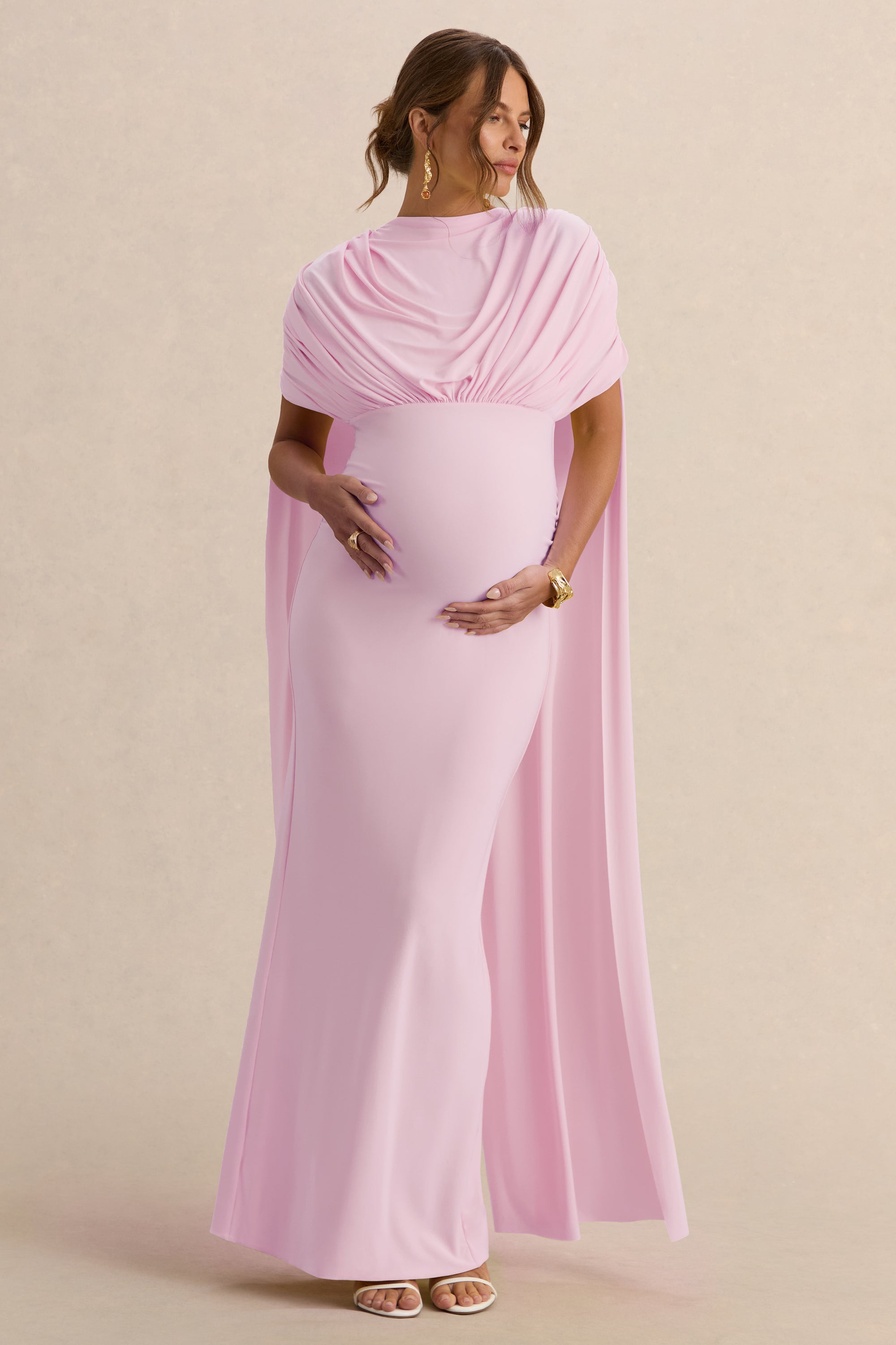 ECM_HR_CL138242081  - Araminta Light Pink Bardot-Neck Maternity Maxi Dress With Cape Sleeves6.jpg