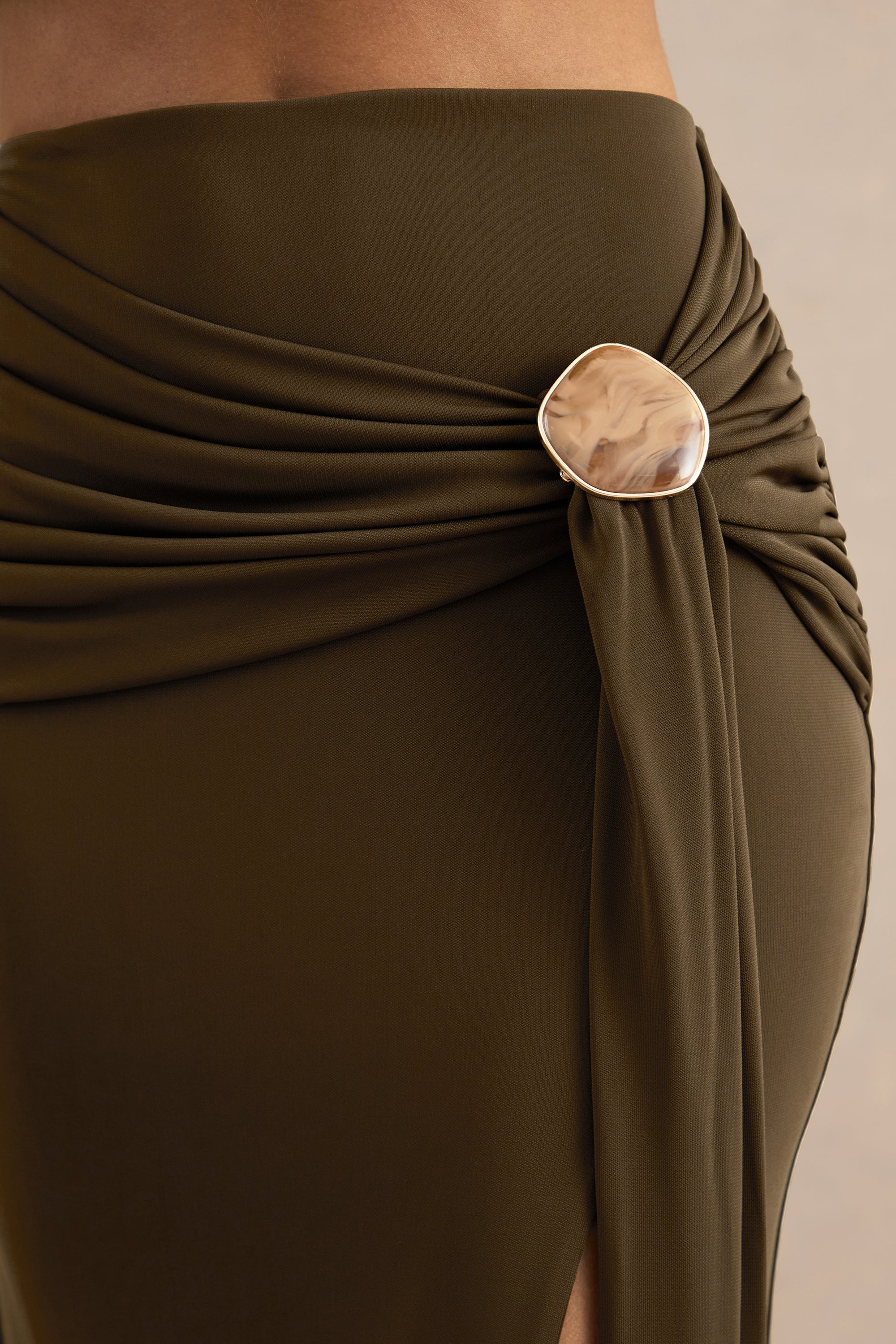ECM_HR_CL138404035 - Liviana | Khaki Halter-Neck Top With Gathered Detailing And Gold Detail + CL138405035 - Liviana | Khaki Maxi Skirt With Gathered Detailing And Gold Detail 6.jpg