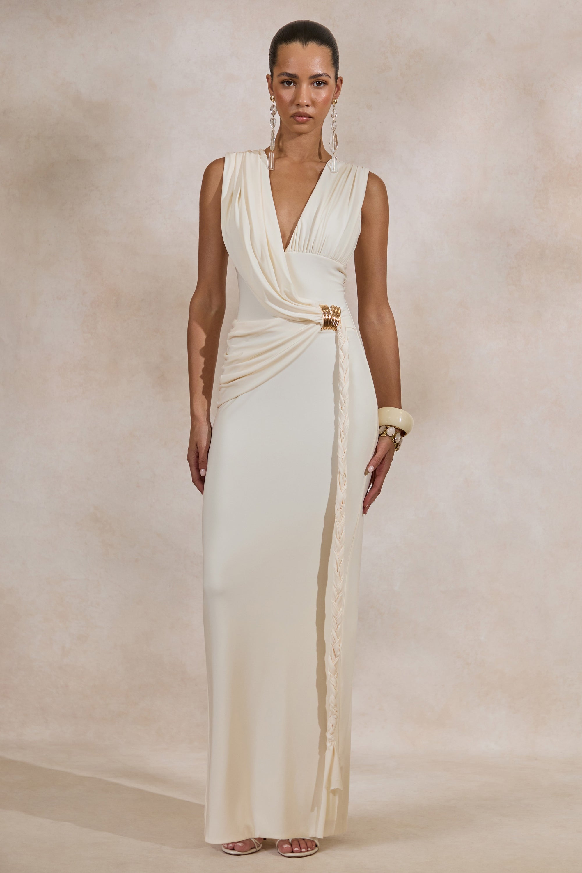 ECM_HR_CL138423111 - Nalina _ Cream Plunge-Neck Maxi Dress With Gathered Detailing And Gold Detail3.jpg