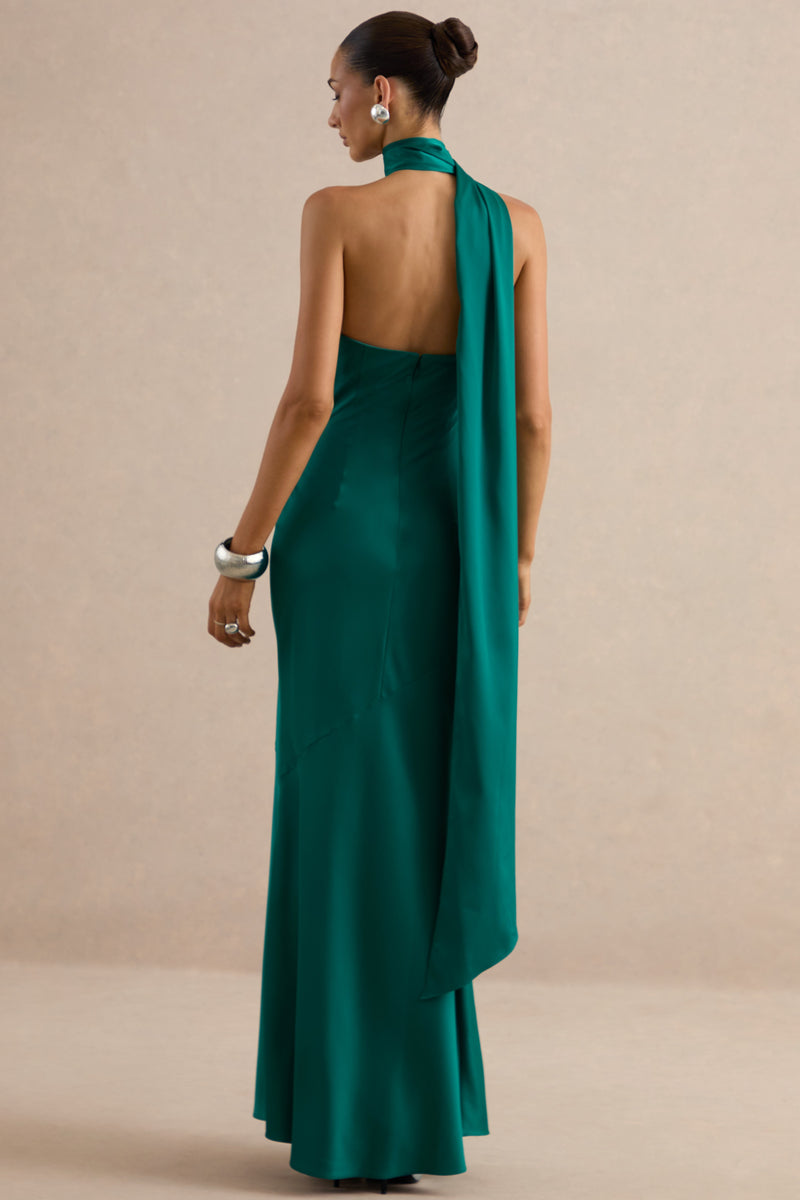 ECM_HR_CL138539037 - Jorina | Green Satin Asymmetric-Neck Maxi Dress With Scarf Detail 6.jpg