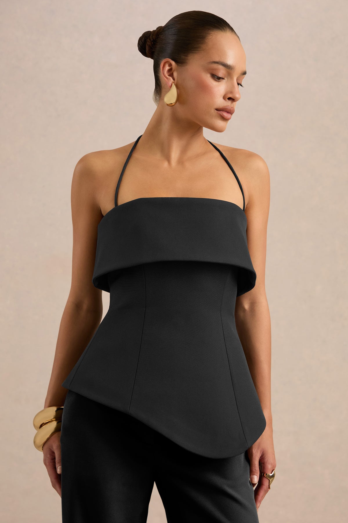 ECM_HR_CL138710001 - Yuliana Black Halter-Neck Tailored Top & CL136846002 - Silvia _ Black Straight-Leg Trousers1.jpg