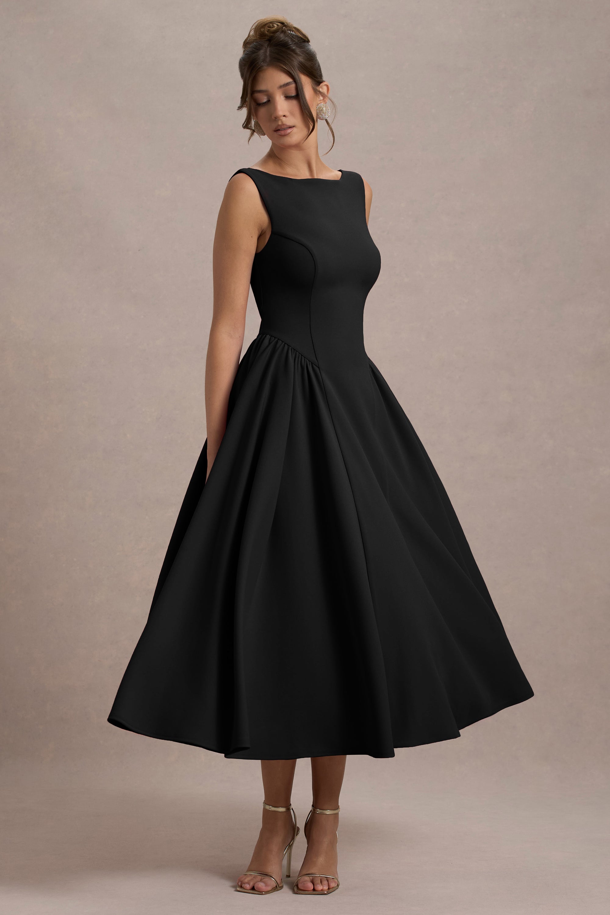 ECM_HR_CL138731001 -  Muriel | Black Boat-Neck Volume-Hem Midi Dress 1.jpg