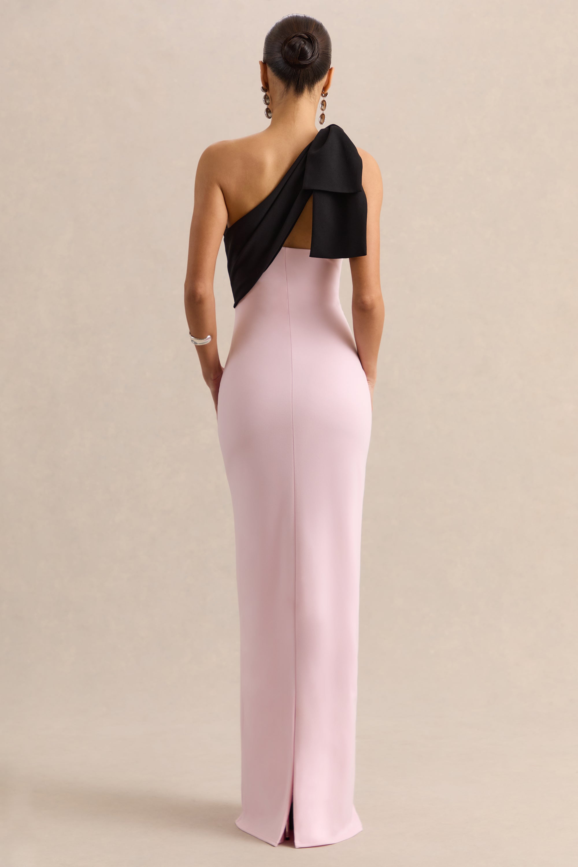ECM_HR_CL138806084 - Adara - Pink & Black Asymmetric-Neck Maxi Dress With Bow-Detail - 11.jpg