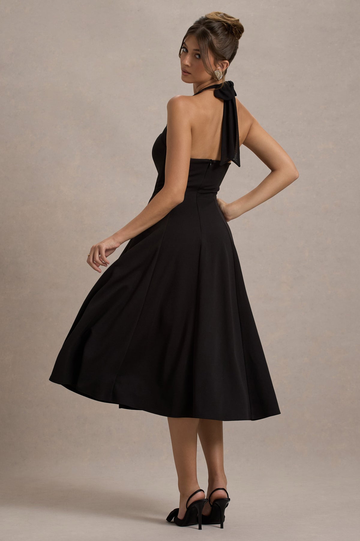 Auburn | Schwarzes Midikleid mit Halterneck