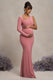 Oh Baby | Altrosa Umstands Ein-Schulter-Bodycon-Maxikleid