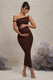 Salome | Schokoladenbraunes asymmetrisches Twist-Umstandsmidikleid