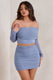 Rule Breaker | Kornblumenblaues gerafftes Mesh-Bardot-Crop-Top