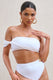 Dusk | Weißes Drapiertes Bandeau-Bikini-Oberteil