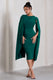 Marysol | Smaragdgrünes Midikleid mit asymmetrischen Cape-Ärmeln