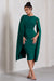 Marysol | Smaragdgrünes Midikleid mit asymmetrischen Cape-Ärmeln