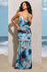 Clio | Weißes Chiffon-Maxikleid mit Print-Muster und Neckholder