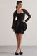 Alto | Schwarzes Minikleid mit quadratischem Ausschnitt und Puffrock