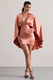 Olsen | Coral Satin Cape-Minikleid mit tiefem Ausschnitt