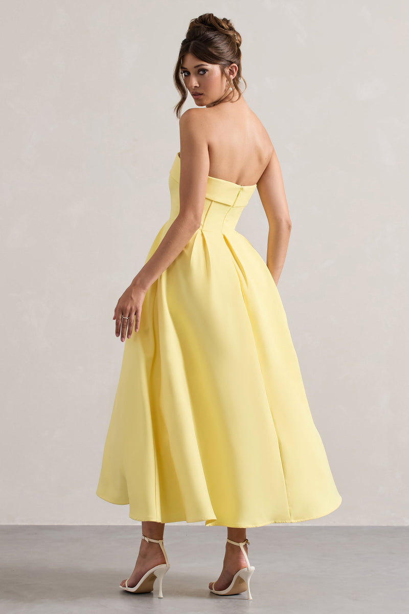 Annalise | Zitronengelbes Bandeau-Skater-Midikleid