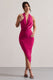 Hayley | Hot Pinkes Maxikleid mit Wasserfallausschnitt und asymmetrischem Schnitt