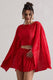 Flare | Rotes Plissee Crop Top mit Cape Ärmeln