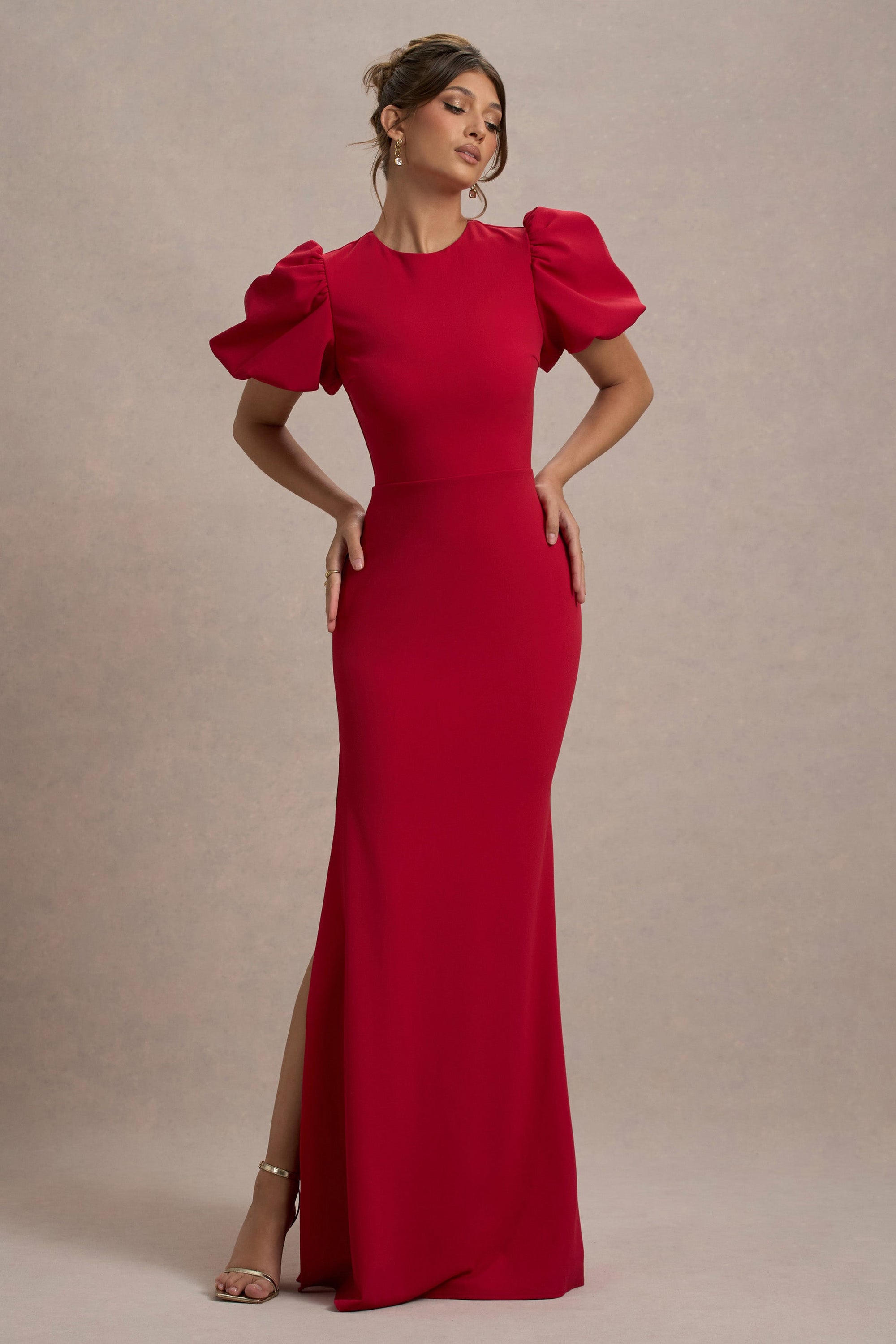 Love Letters | Rotes Maxikleid mit Puffärmeln